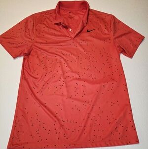 Nike Dri Fit Victory Size M Micro Print Golf Polo Track Red/Black CU9841-631